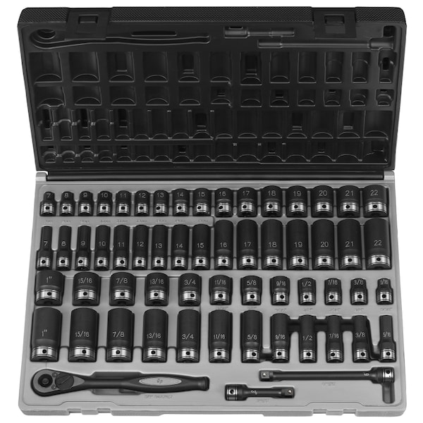 SKT SET 3/8" DR 59 PC FRACT&MET DUO 12PT